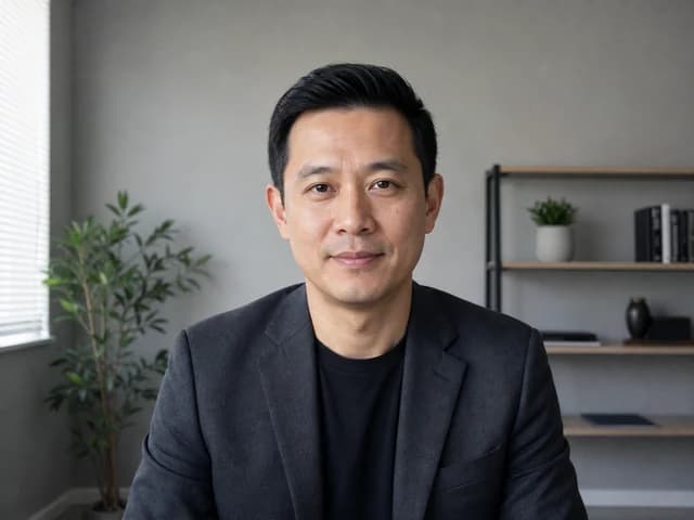 Foto ilustrasi orisinal pria Asia sebagai strategis bisnis dalam sesi video