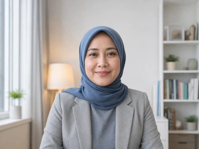 Foto ilustrasi orisinal perempuan Indonesia berhijab sebagai konsultan karier dalam sesi video